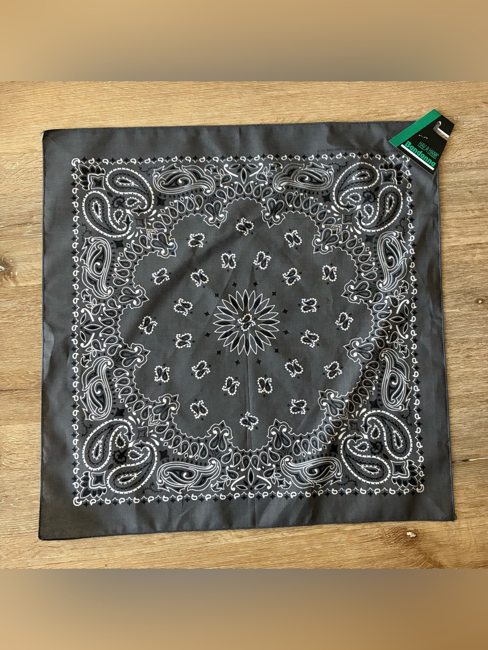 HAV-A-HANK Gray Paisley Bandana 21”x21” New With Tags USA Made Cotton
